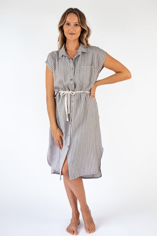 The LIMA Striped Linen Shirt Dress