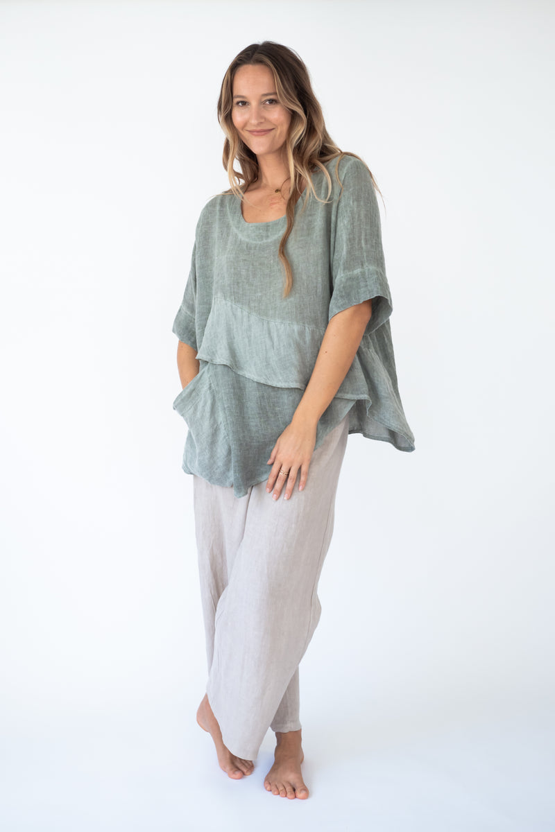 the LAILA Linen short sleeves Top